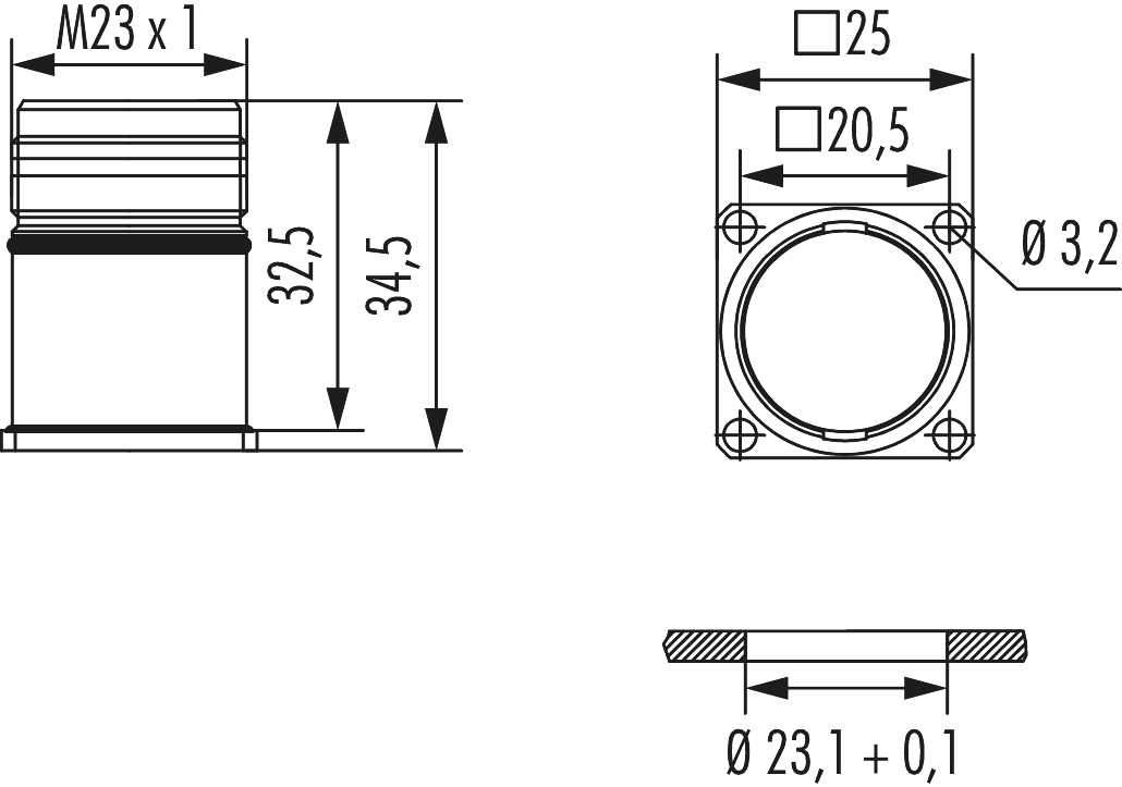 M23 Puissance Connecteur d'appareil, M23, Circular Connector, Connector, Power