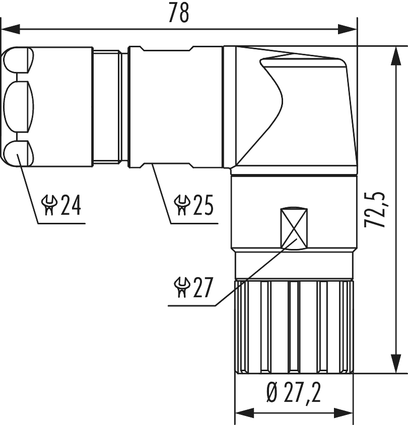 M23 Puissance Connecteur de câble à angle droit, M23, Circular Connector, Connector, Power