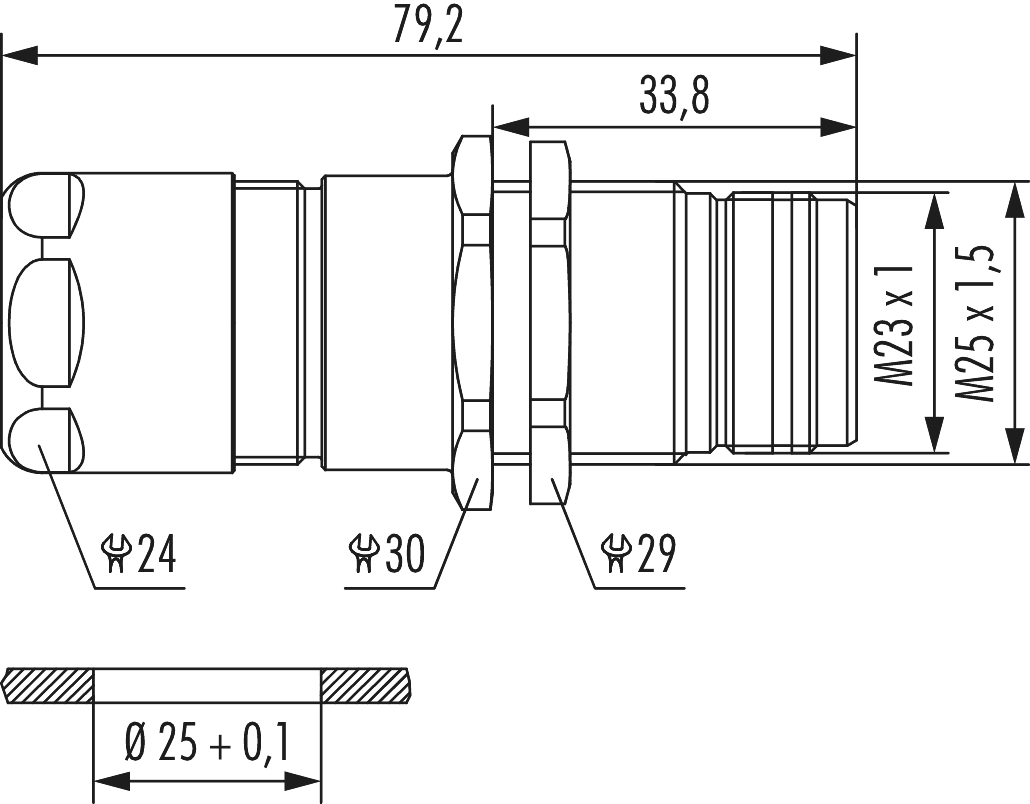M23 RJ45 Connecteur d'appareil, Circular Connector, Connector, M23