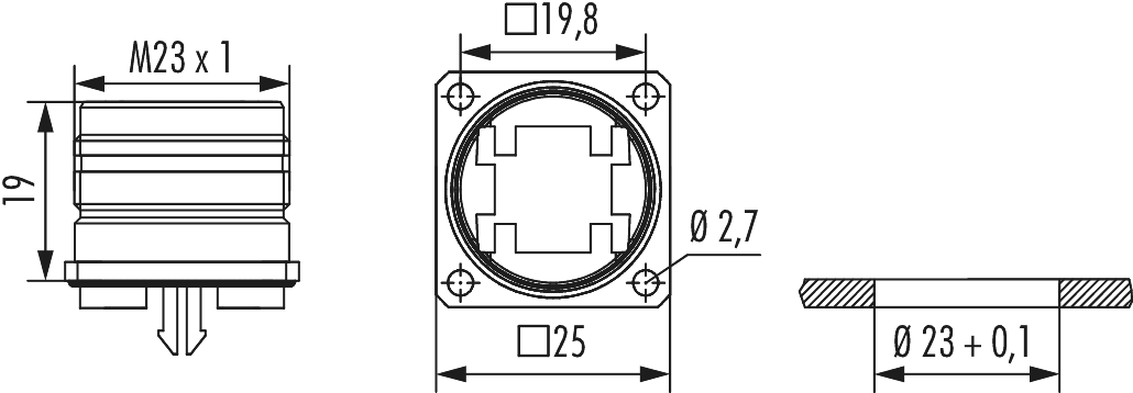 M23 RJ45 Connecteur d'appareil, Circular Connector, Connector, M23