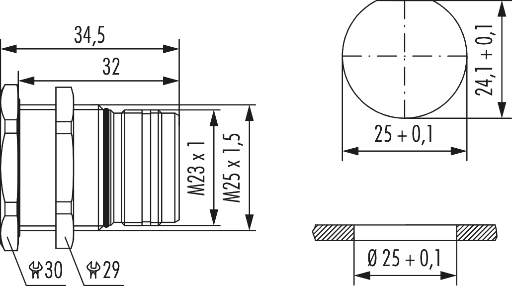 M23 RJ45 panel connector, Circular Connector, Connector, M23