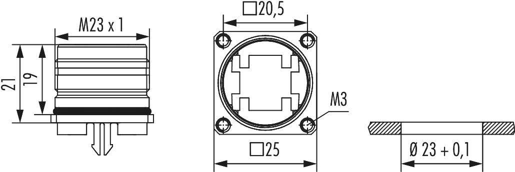 M23 RJ45 panel connector, Circular Connector, Connector, M23