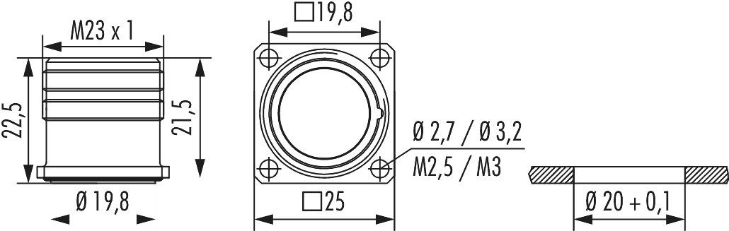 M23 Signal Connecteur d'appareil, Signal, M23, Circular Connector, Connector