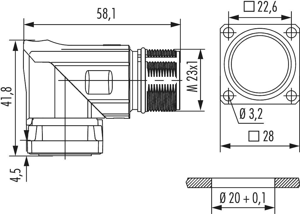 M23 Signal Connecteur d'appareil, Signal, M23, Circular Connector, Connector