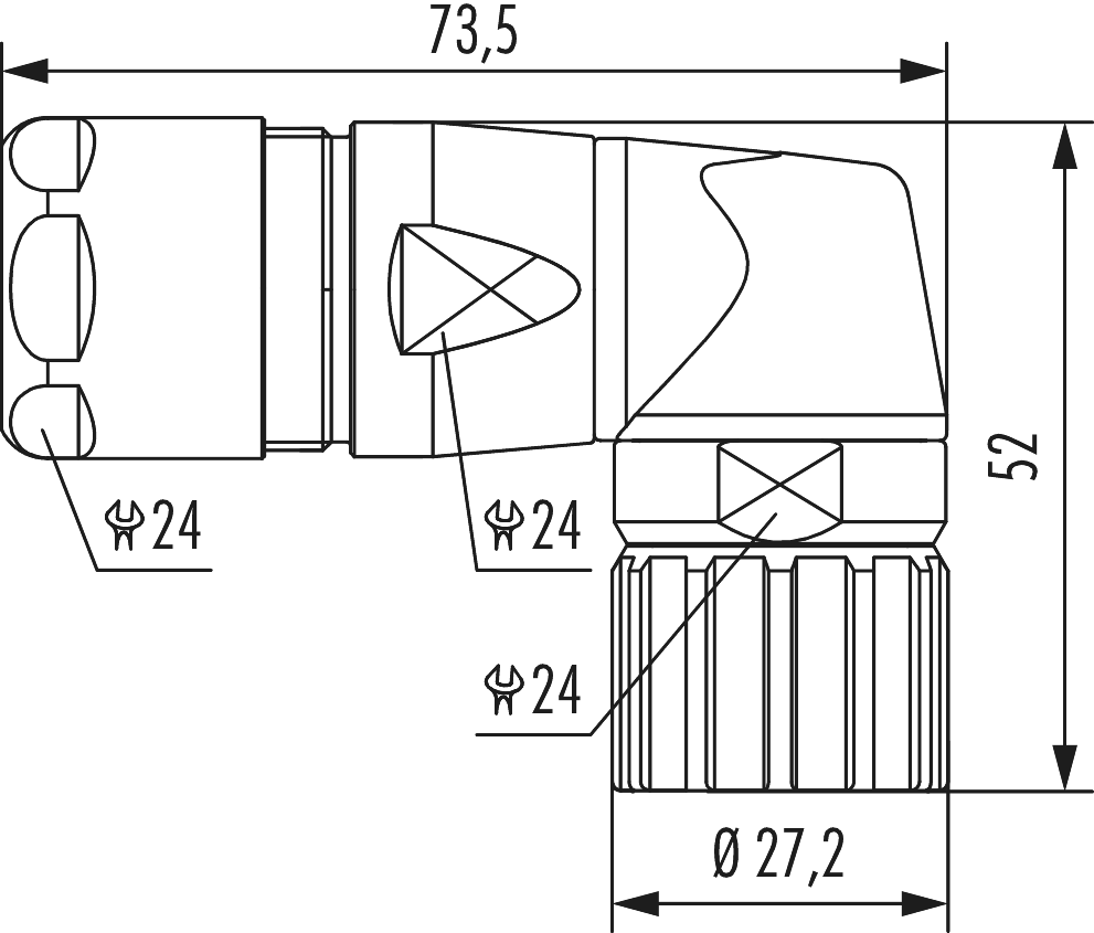 M23 Signal Connecteur de câble à angle droit, Signal, M23, Circular Connector, Connector