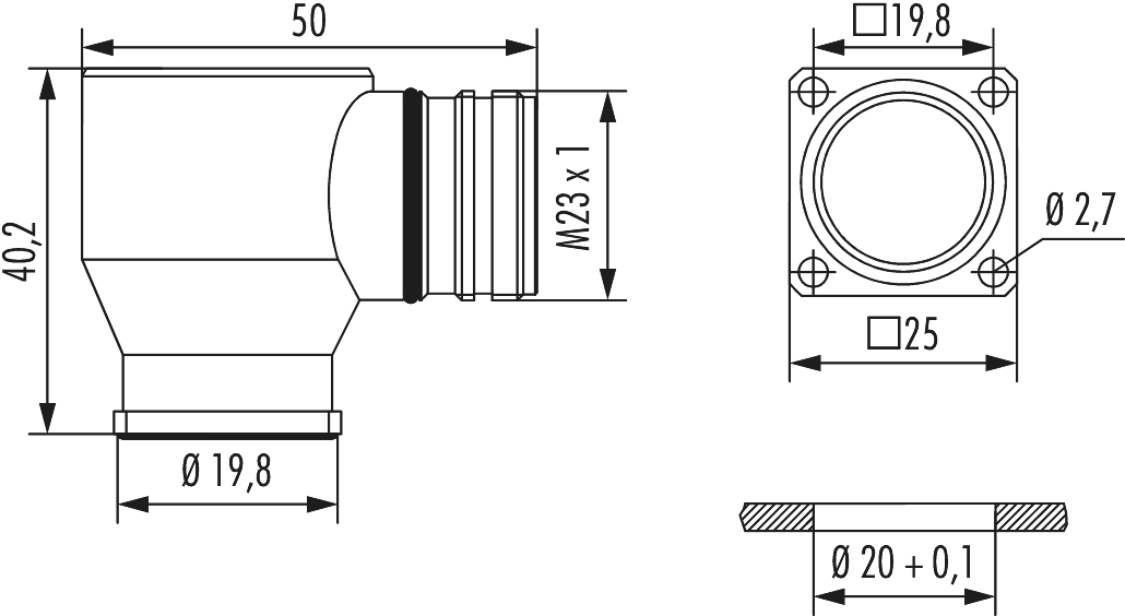 M23 Signal INOX Connecteur d'appareil, Circular Connector, Connector