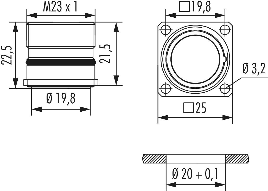 M23 Signal INOX Connecteur d'appareil, Circular Connector, Connector