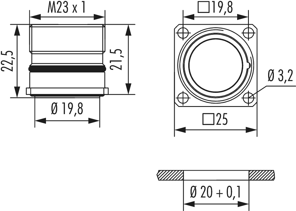 M23 Signal INOX Gerätesteckverbinder, Rundsteckverbinder, Steckverbinder