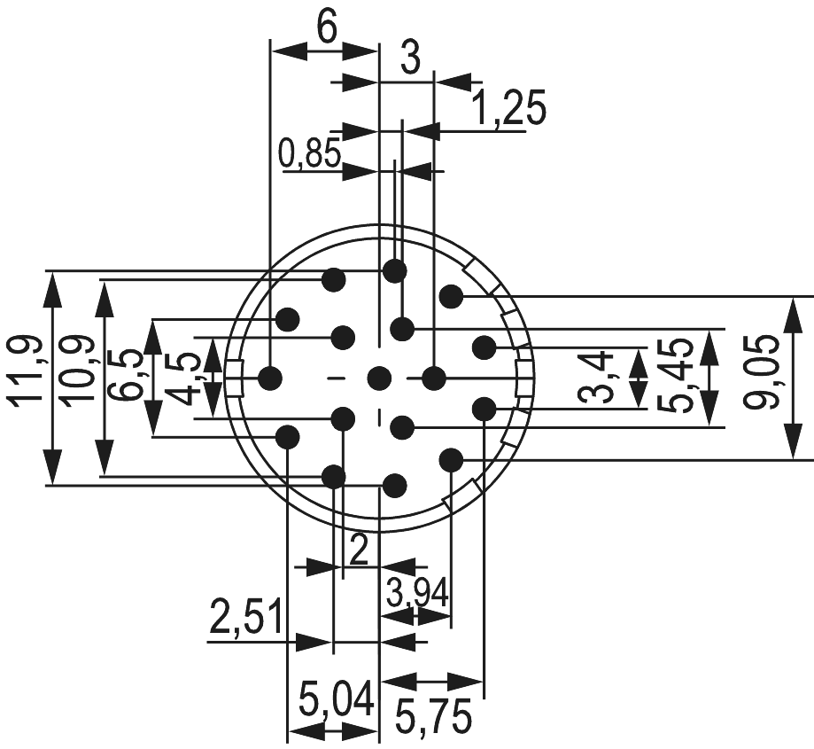 M23 Signal inserts – 17-pole, Circular Connector, Connector, M23, Signal