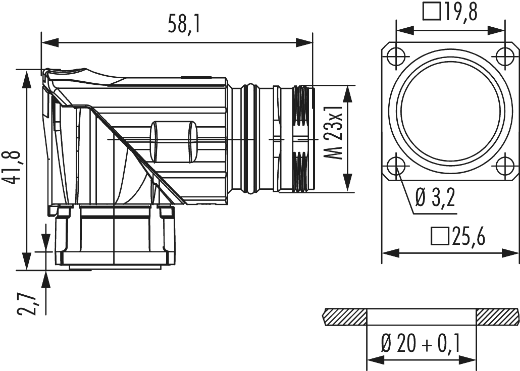 M23 Signal panel connector