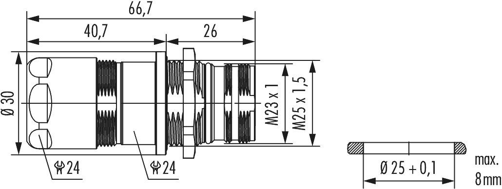 M23 Signal panel connector, Signal, M23, Circular Connector, Connector