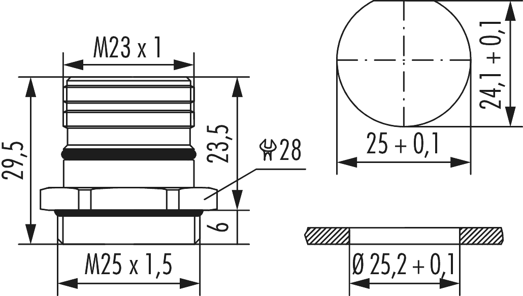 M23 Signal panel connector, Signal, M23, Circular Connector, Connector