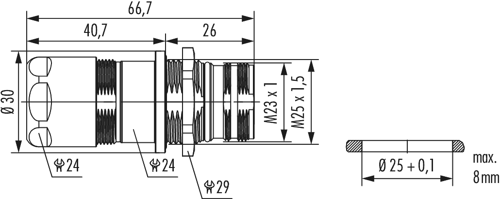 M23 Signal panel connector