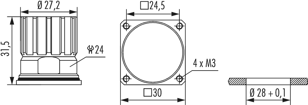 M23 Signal panel connector, Signal, M23, Circular Connector, Connector