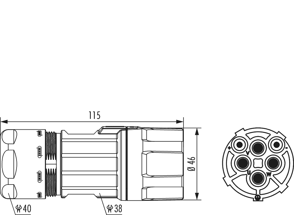 M40 Power cable connector, Circular Connector, Connector, M40, Power