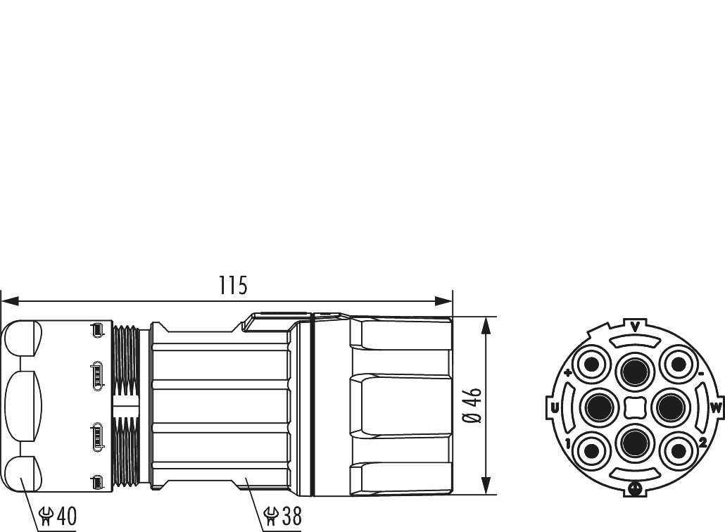 M40 Power cable connector, Circular Connector, Connector, M40, Power