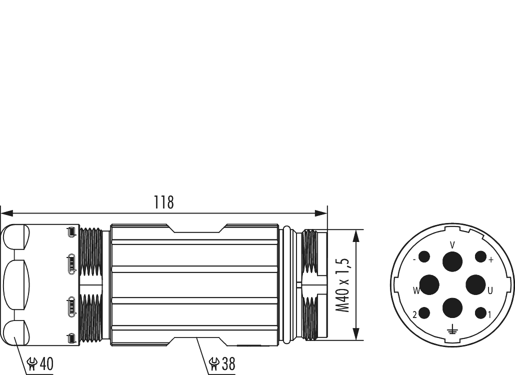 M40 Power coupler connector, Circular Connector, Connector, M40, Power