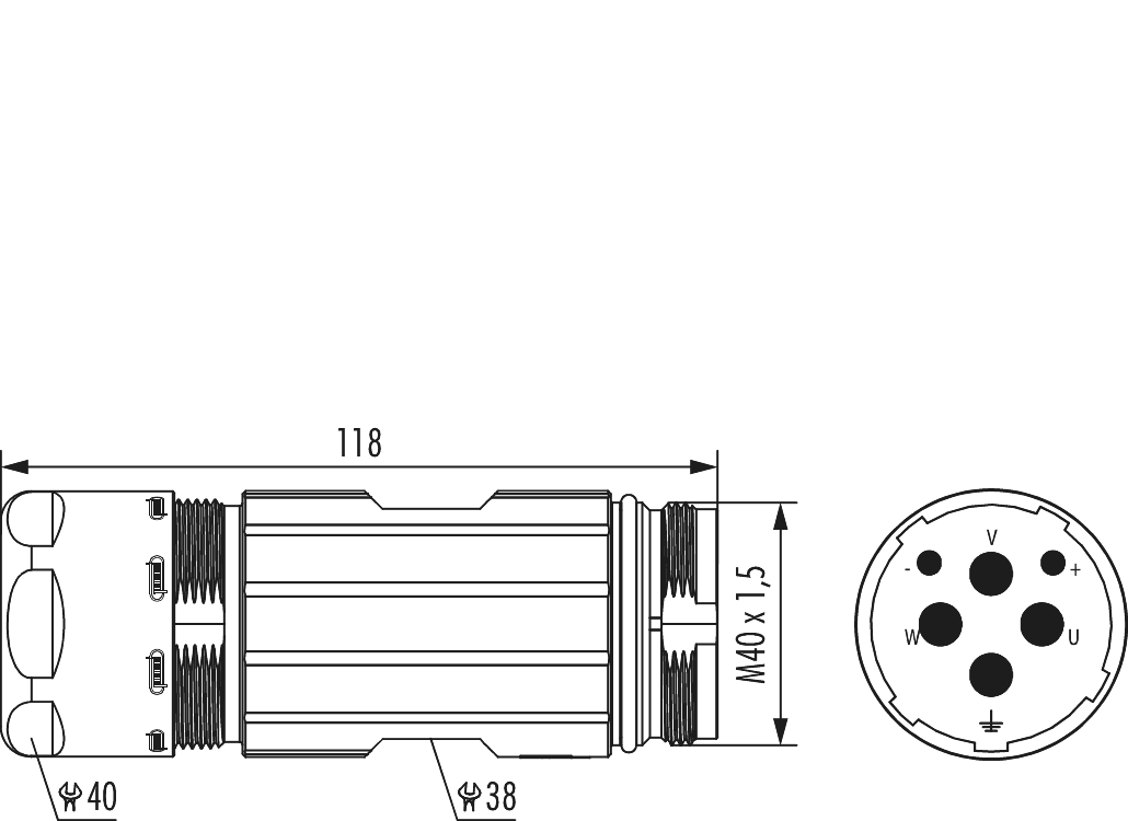 M40 Power coupler connector, Circular Connector, Connector, M40, Power
