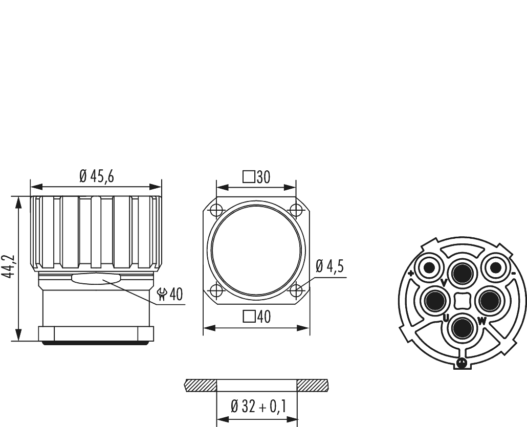 M40 Power panel connector, Circular Connector, Connector, M40, Power