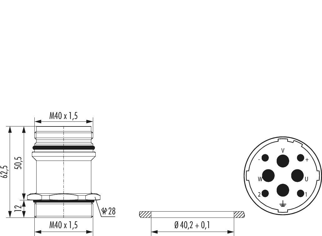 M40 Power panel connector, Circular Connector, Connector, M40, Power