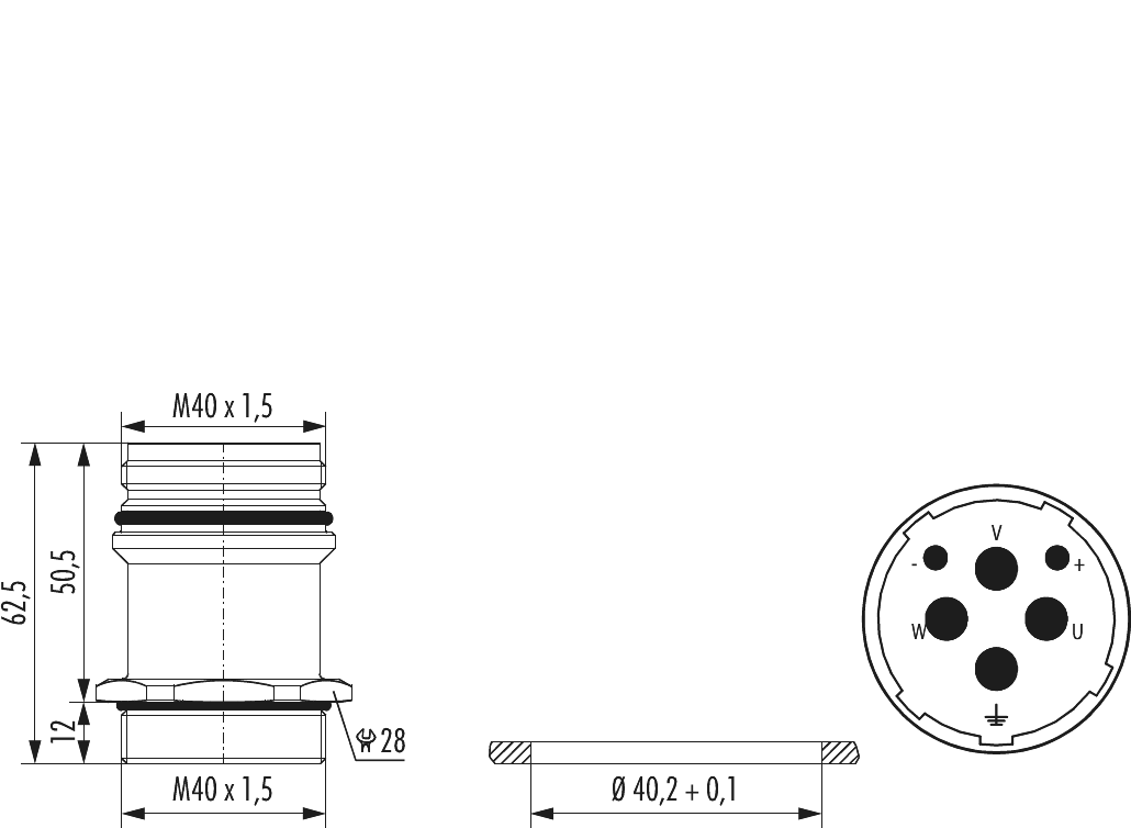 M40 Power panel connector, Circular Connector, Connector, M40, Power