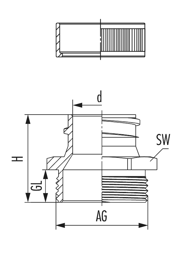 Metall-Fitting, Kabelverschraubung