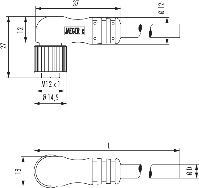 Metric Connector Séries M12 Connecteur de câble - angulaire