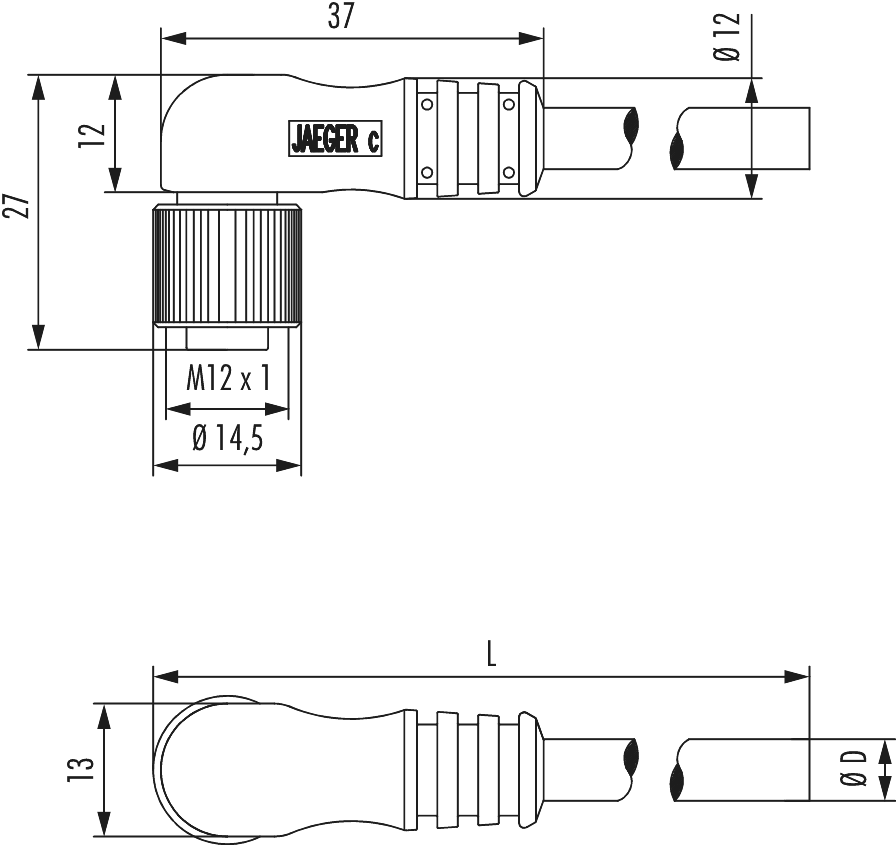 Metric Connector Séries M12 Connecteur de couplage - angulaire