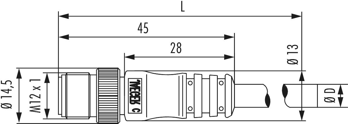 Metric Connector Séries M12 Connecteur de couplage - droit