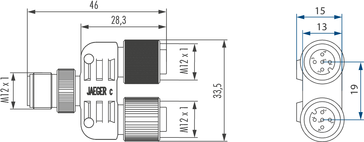 Metric Connector Séries M12 T connecteur