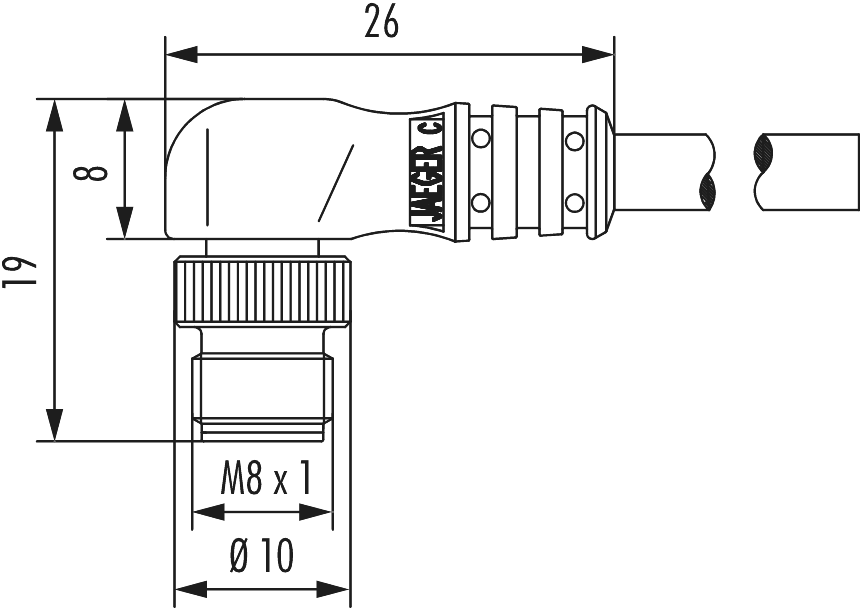 Metric Connector Séries M8 Connecteur de couplage - angulaire