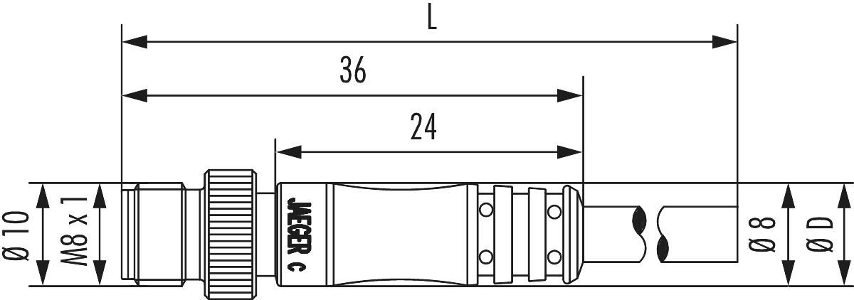 Metric Connector Séries M8 Connecteur de couplage - droit