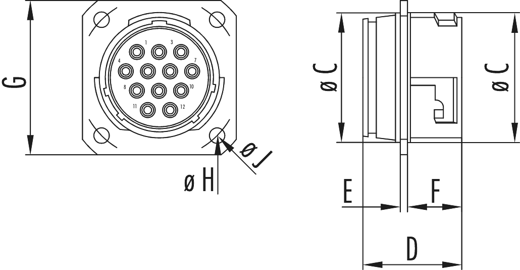 Miniatur avec contact de masse Connecteur d'appareil