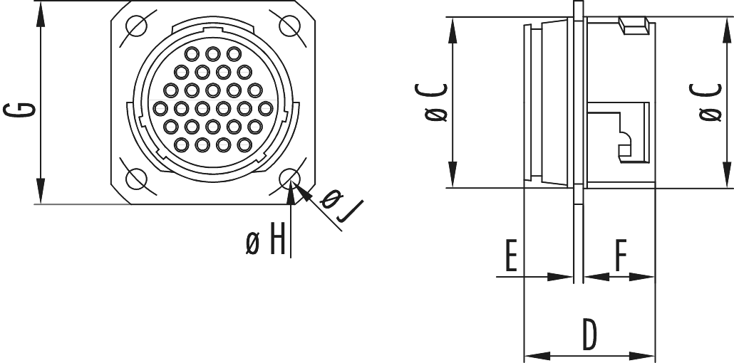 Miniatur Connecteur d'appareil avec bride