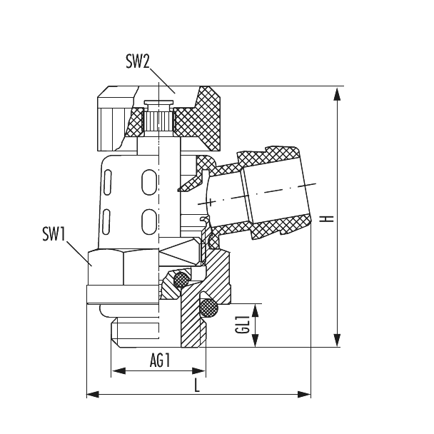Outflow valve turnable with handwheel control