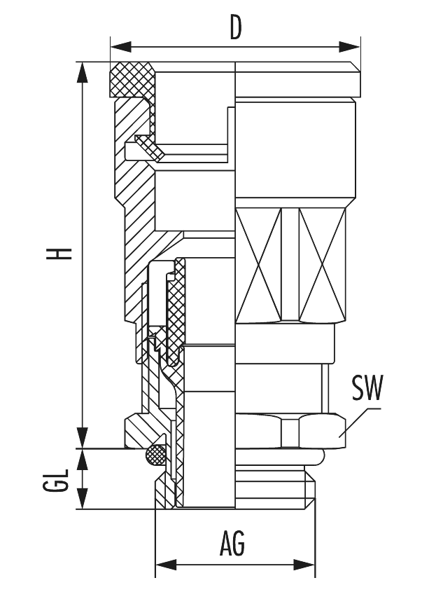 Polyamid-Fitting Duo-Ms, Kabelverschraubung