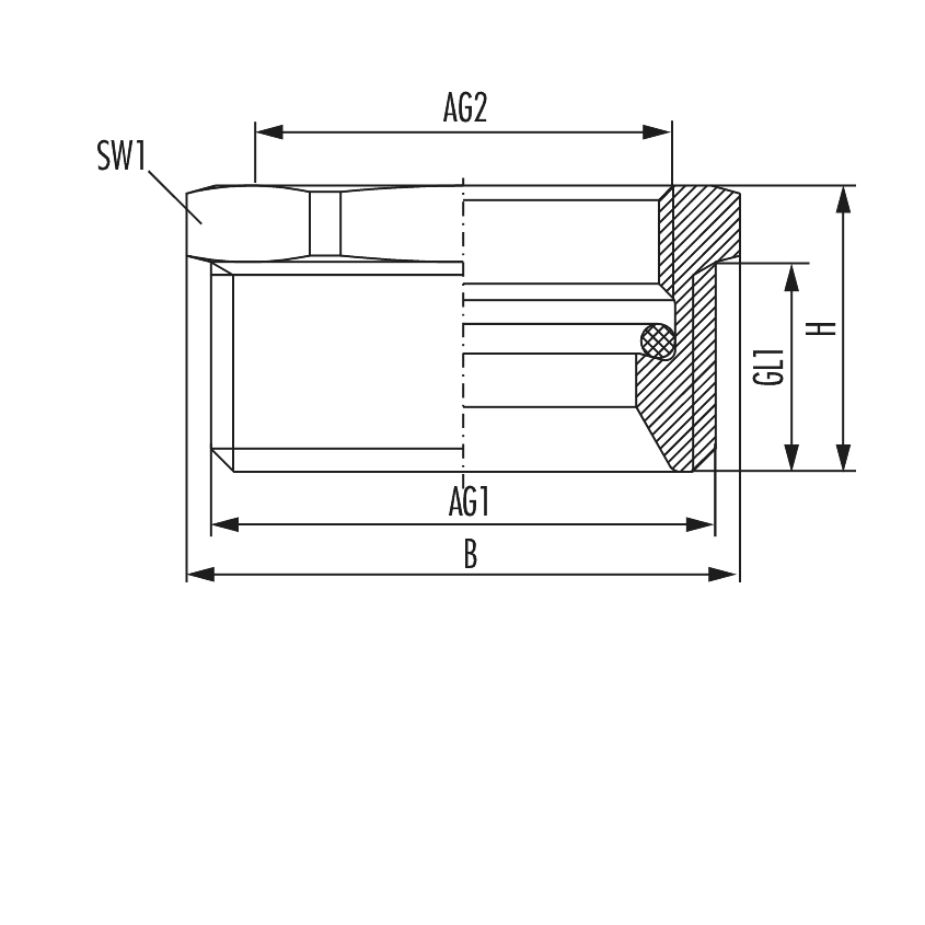 Reduction with external thread