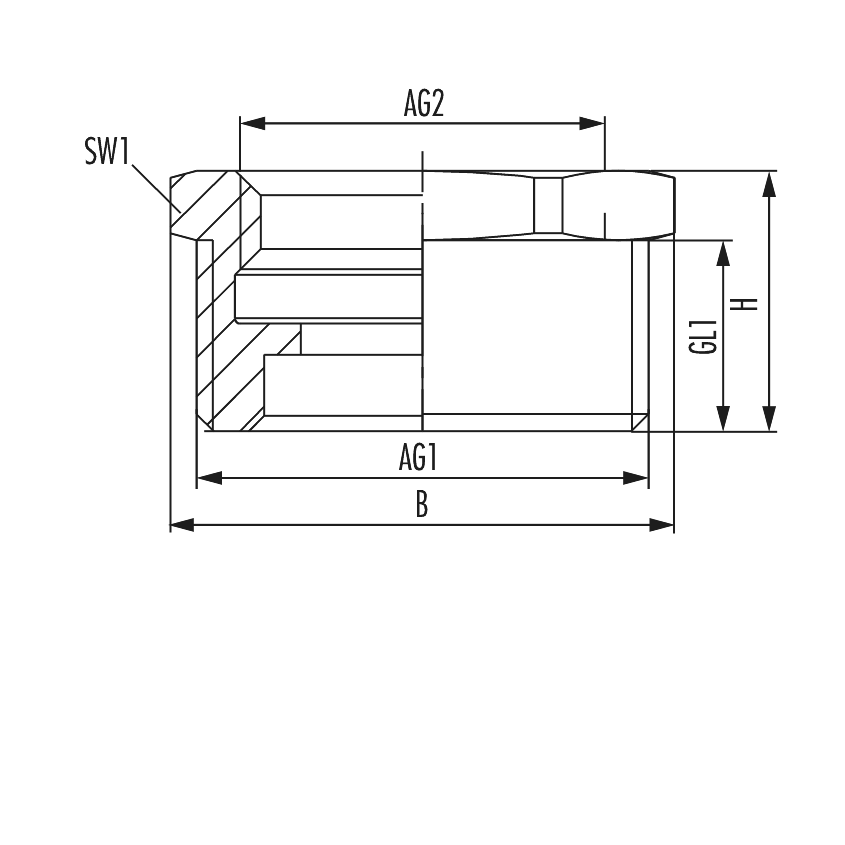 Reduction with external thread