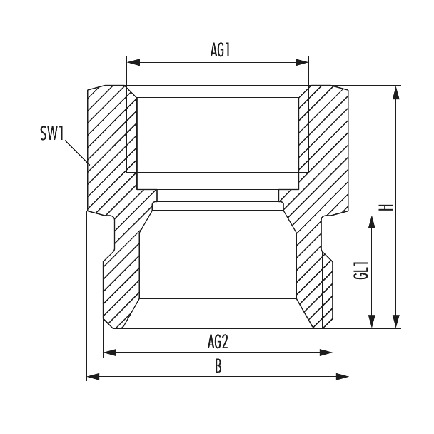 Reduction with internal thread