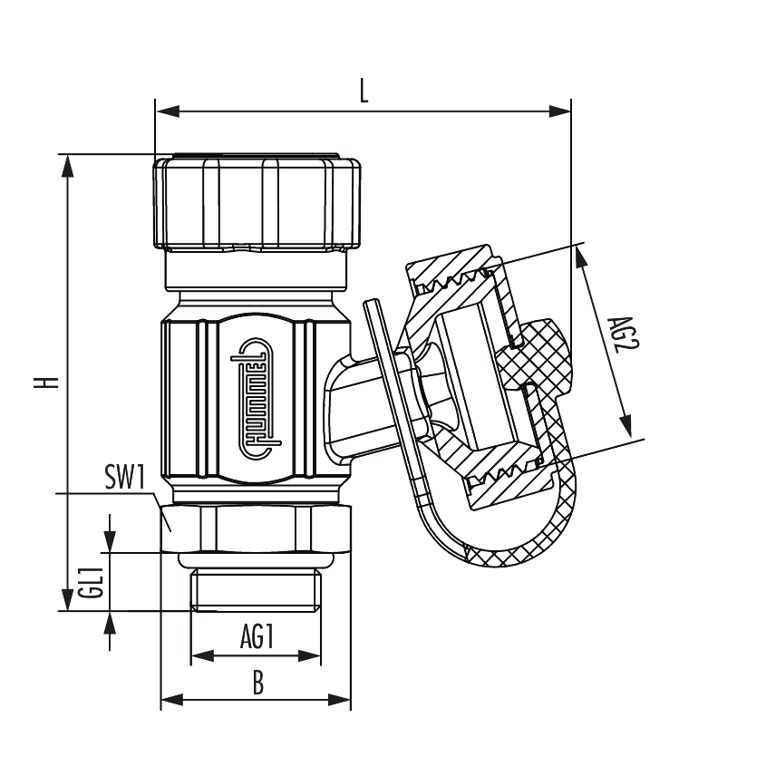 SFE-Hahn mit Handrad