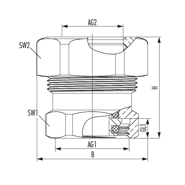 Steel pipe adapter with Eurocone internal thread