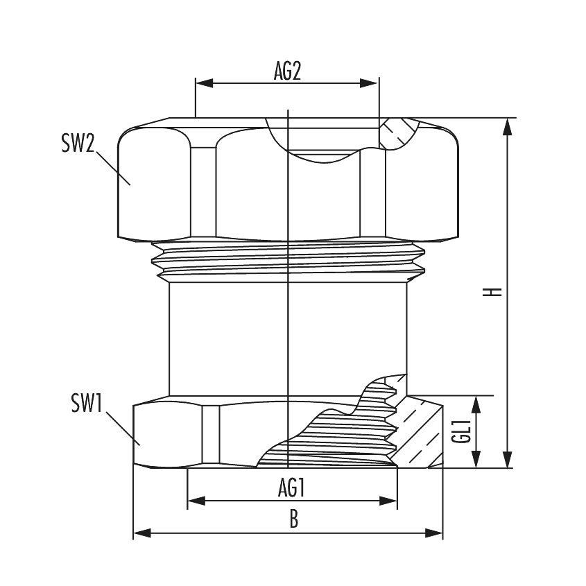 Steel pipe adapter with internal thread
