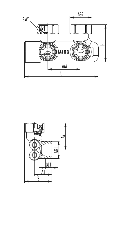 Umlenkstück Eckform absperrbar