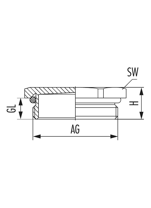 Verschluss V-INOX-FKM mit O-Ring, Kabelverschraubung