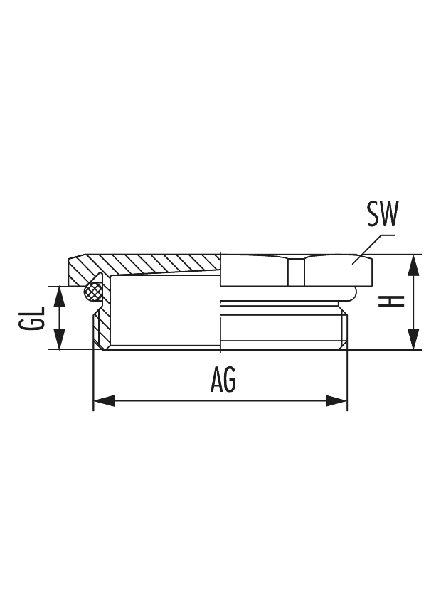 Verschluss V-NE-Ms-SD mit O-Ring, Kabelverschraubung