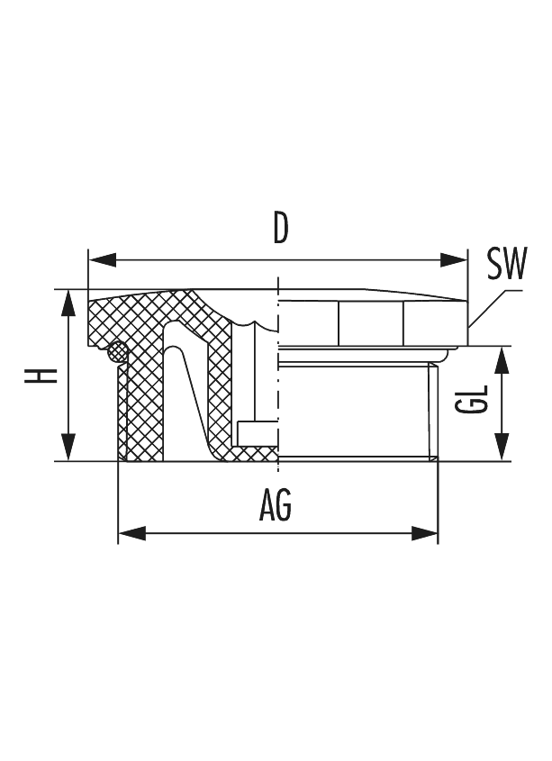 Verschluss V-NE-SD mit O-Ring, Kabelverschraubung